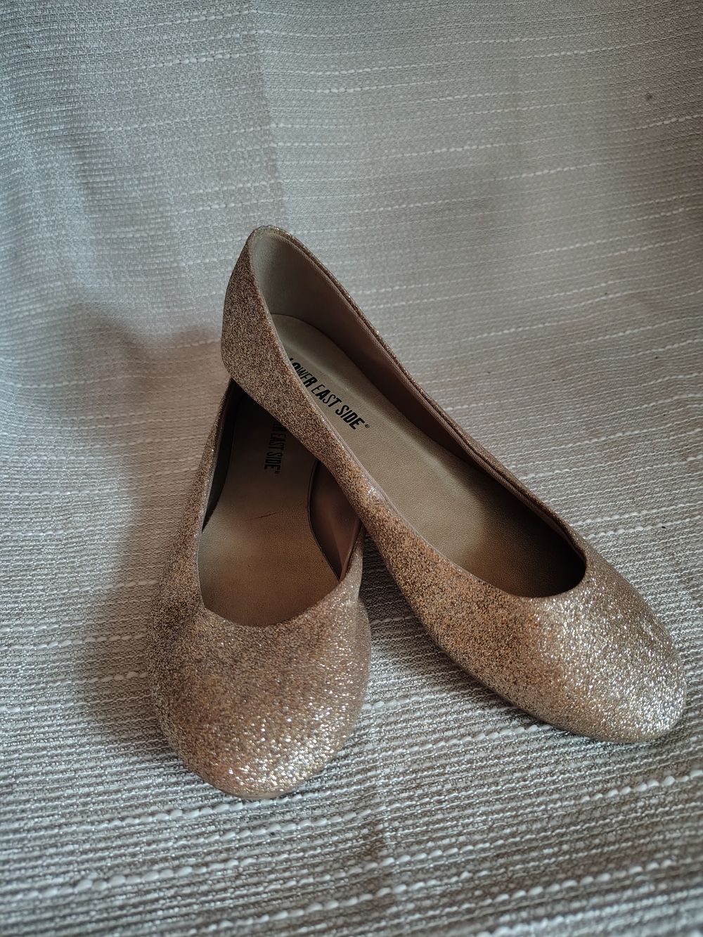 Lower East Side Gold Glitter Ballet Flats Women's Size 7.5 Metallic Comfort Slip
